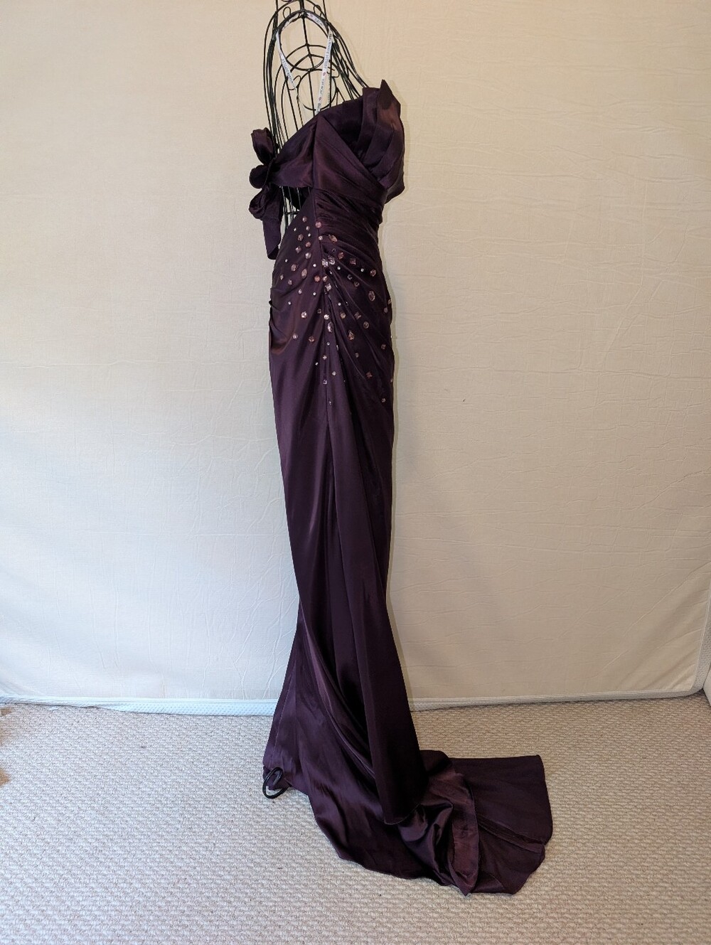 Purple Rhinestone Dress With Train - Picture 6 of 6
